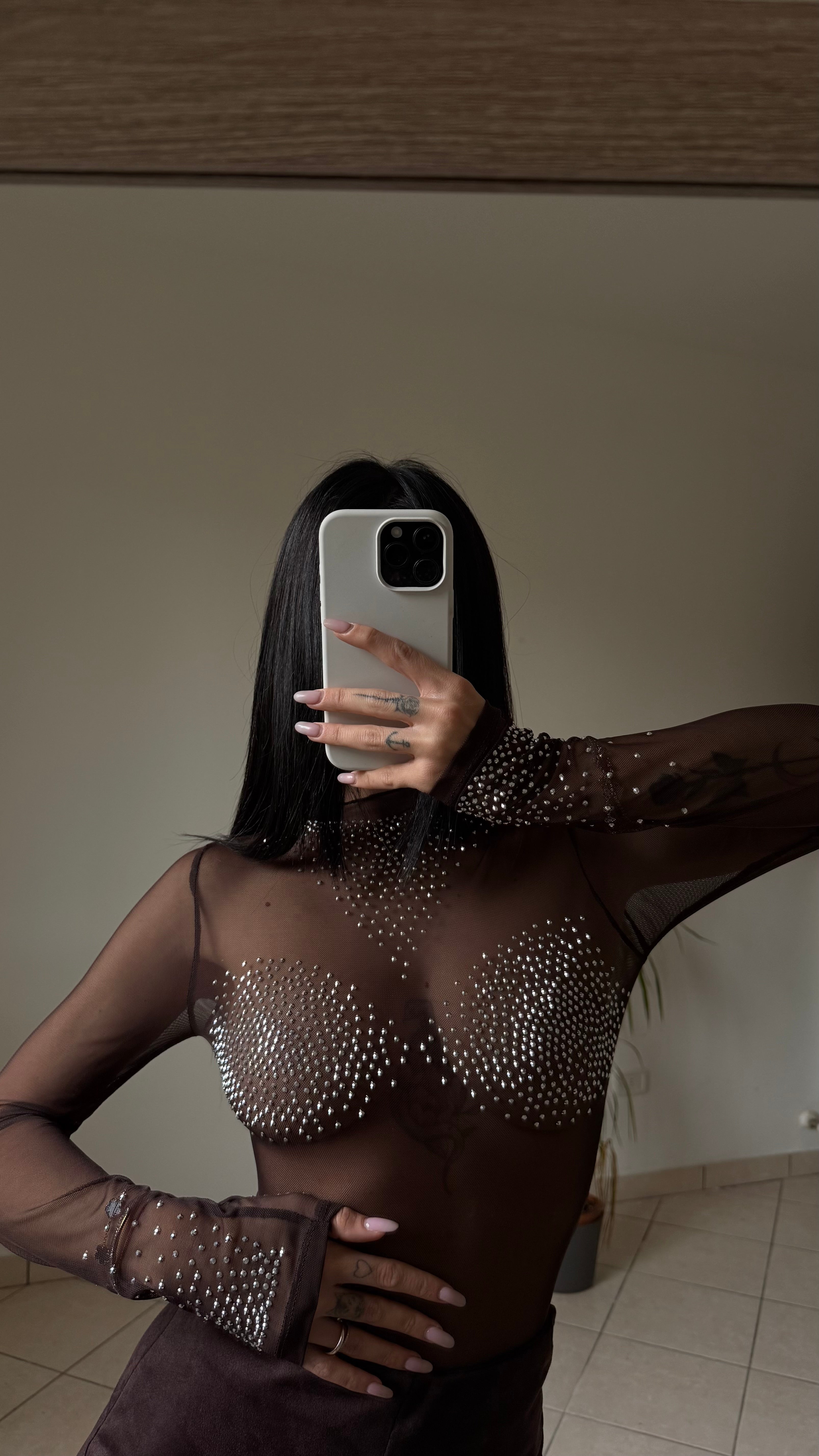 Body Marrone Brillantinato