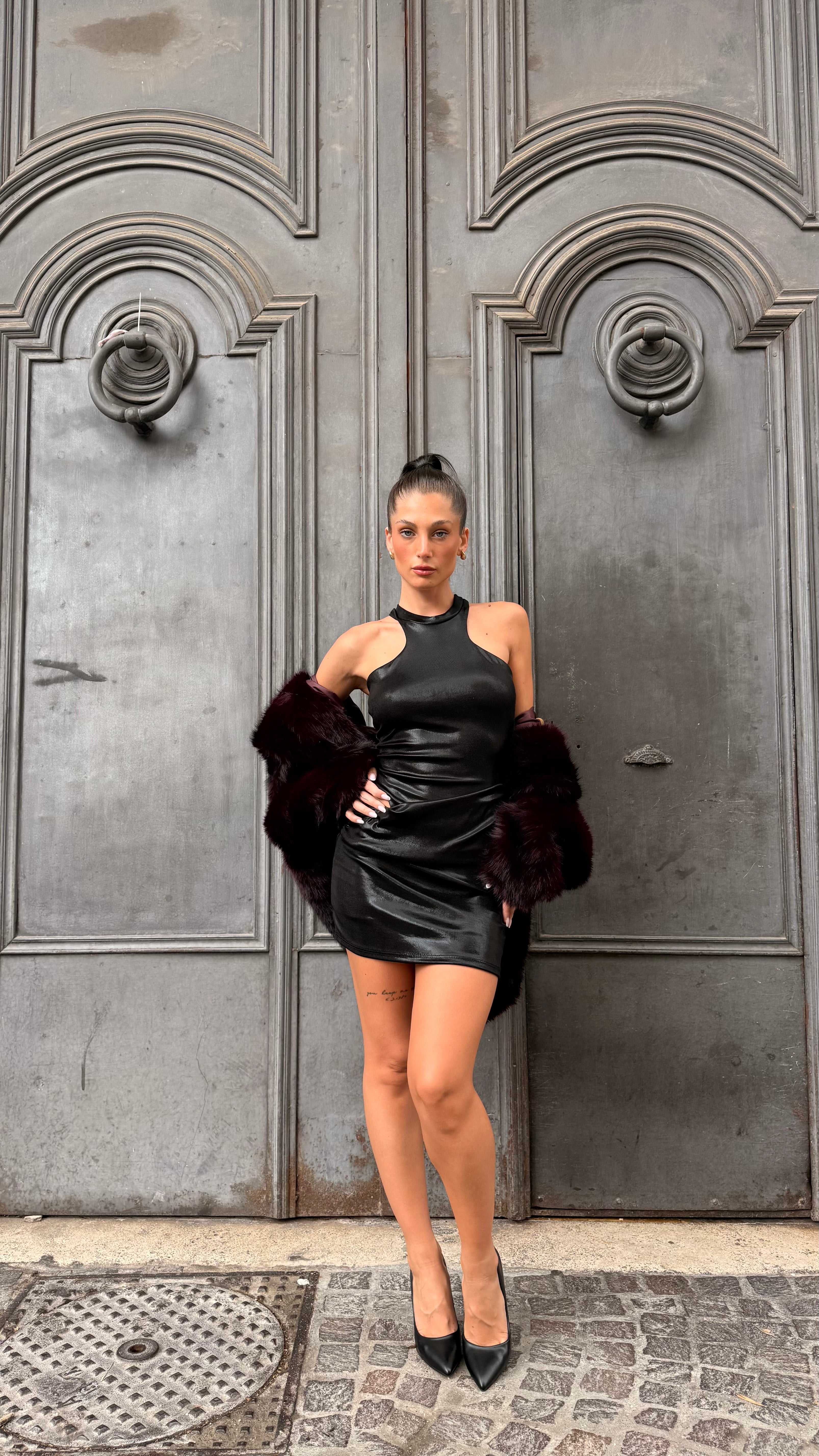 Mini Dress Nero Lucido