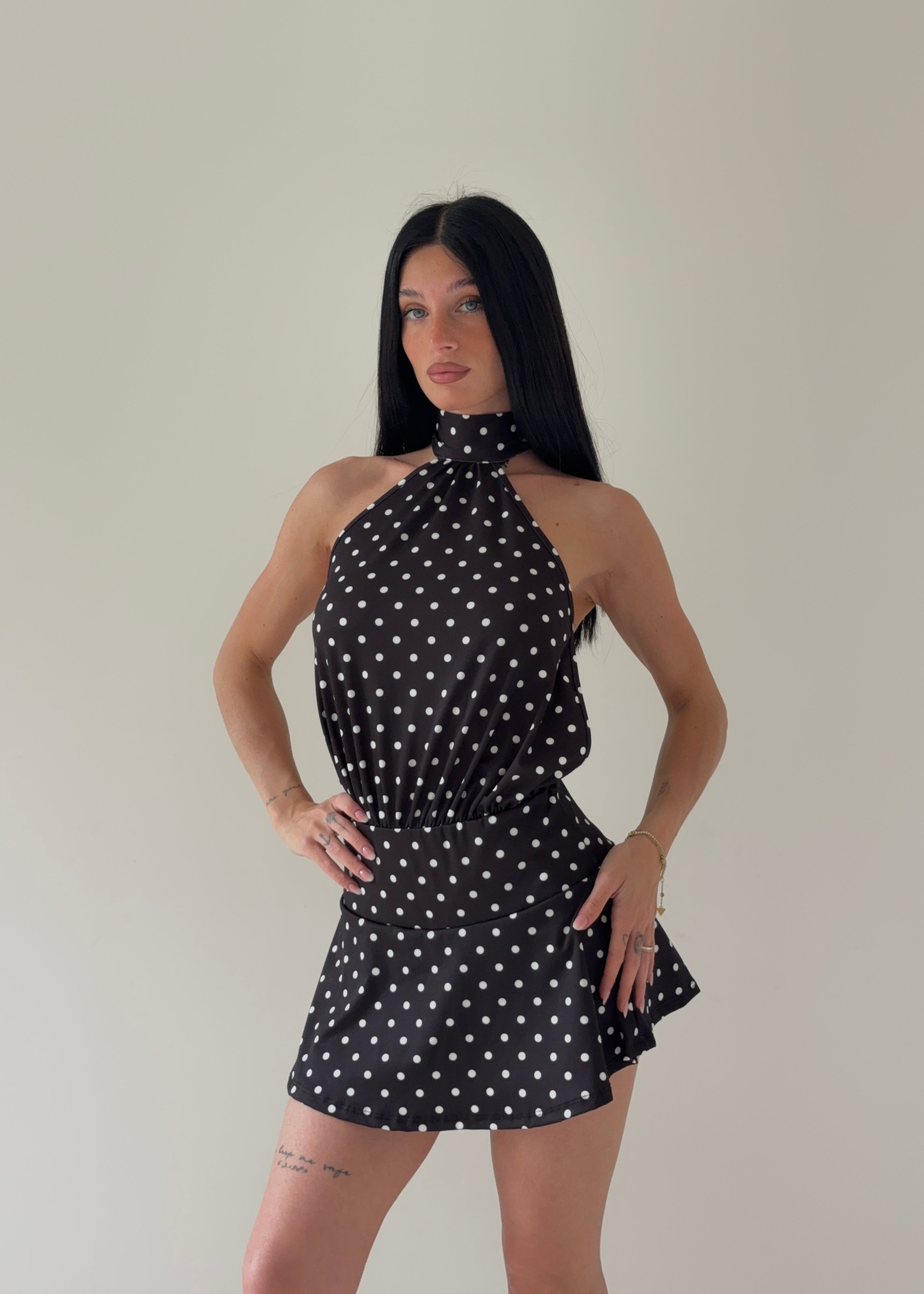 Abito Capri Pois Nero