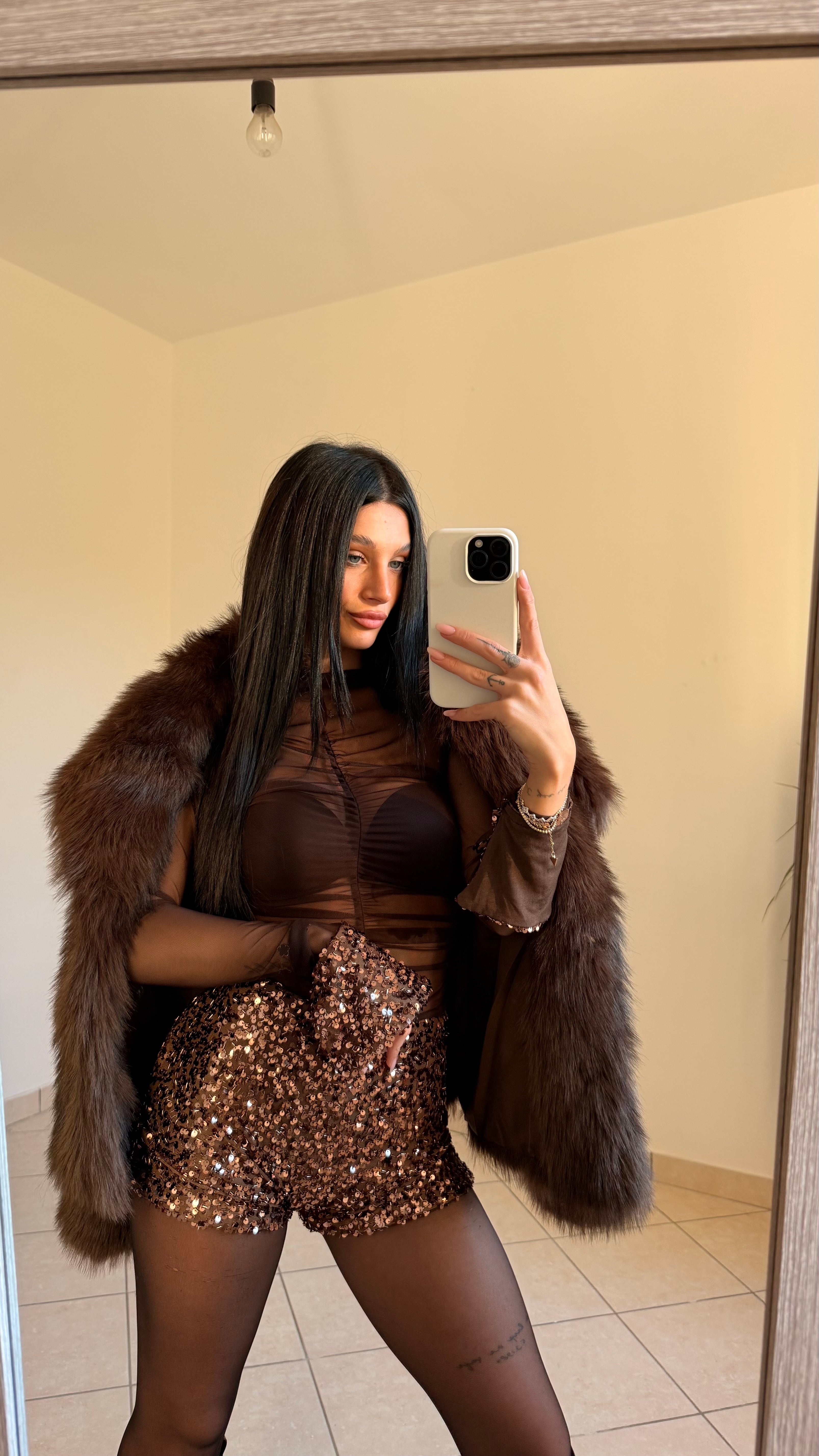 Tutina Marrone Con Paillettes