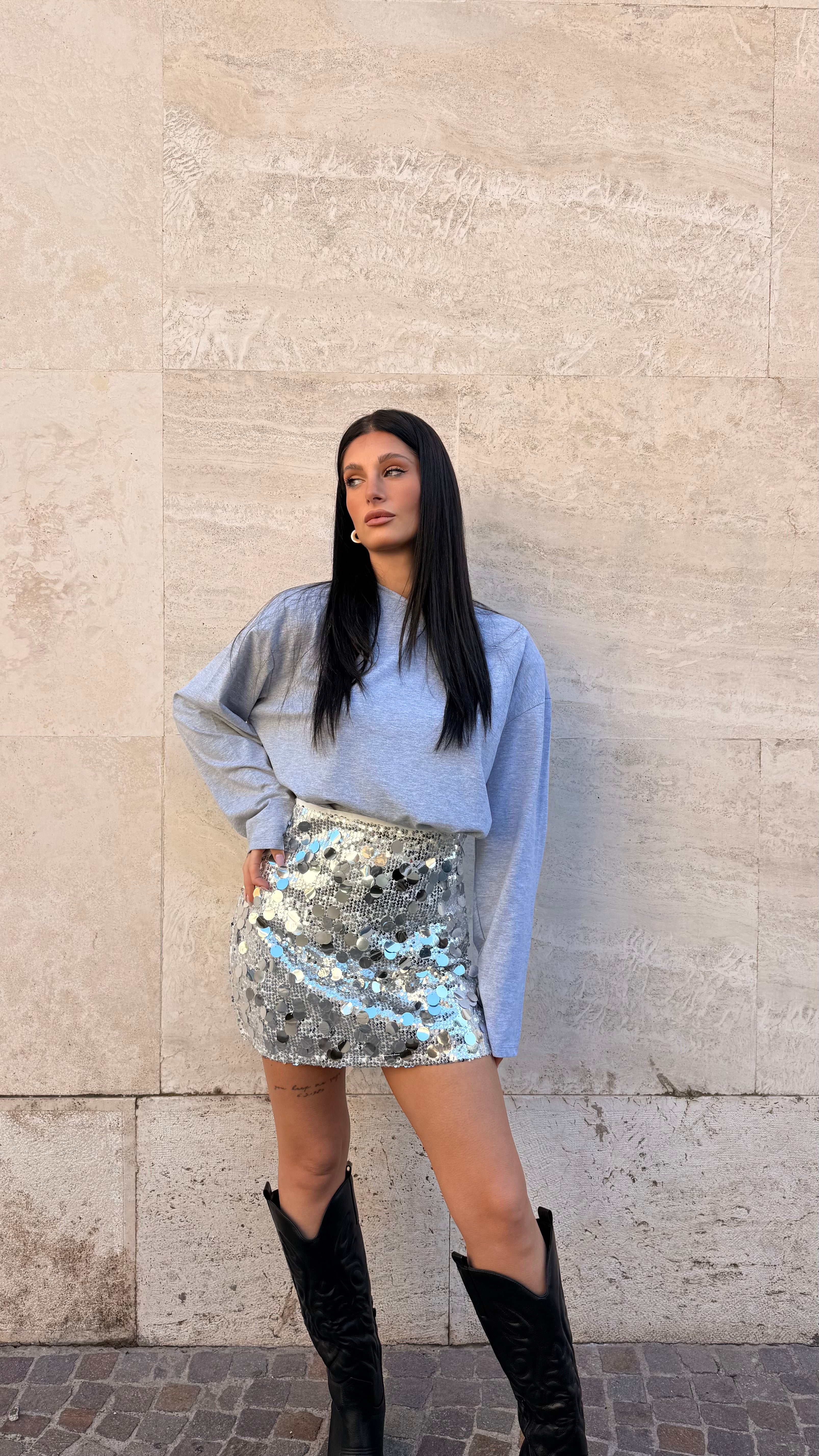 Gonna Paillettes Argento