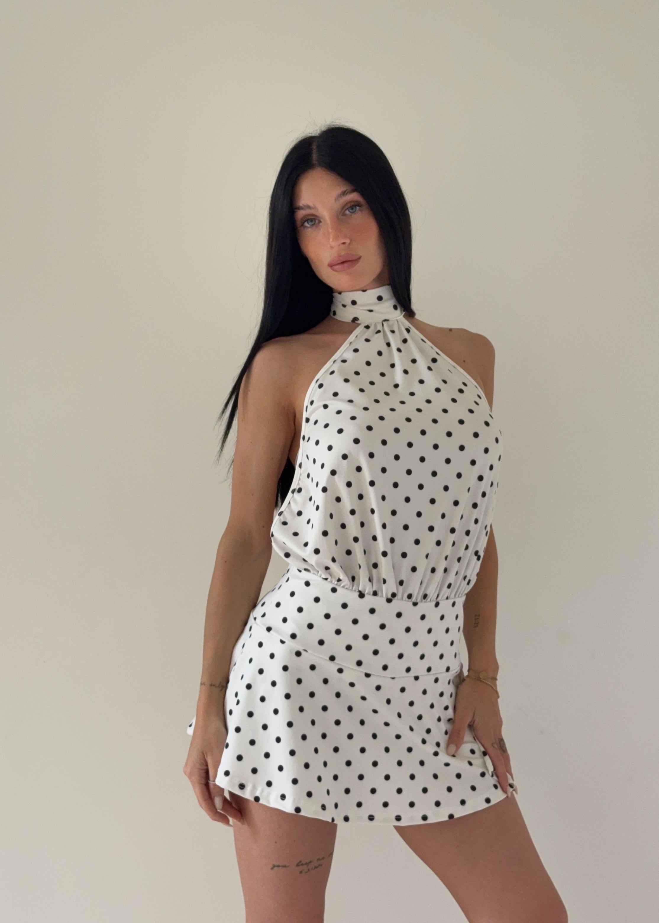 Abito Capri Pois Bianco