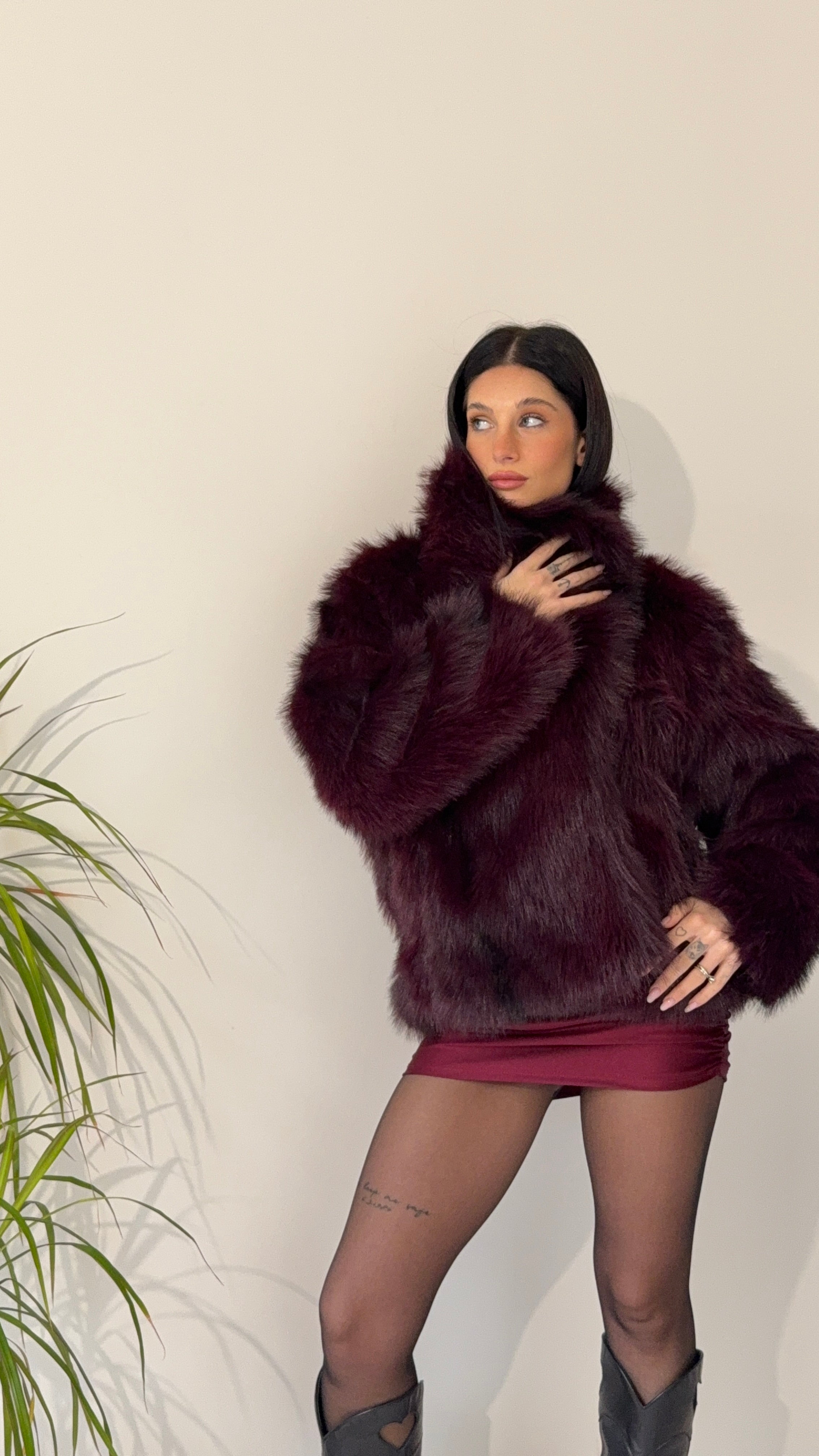 Eco pelliccia bordeaux