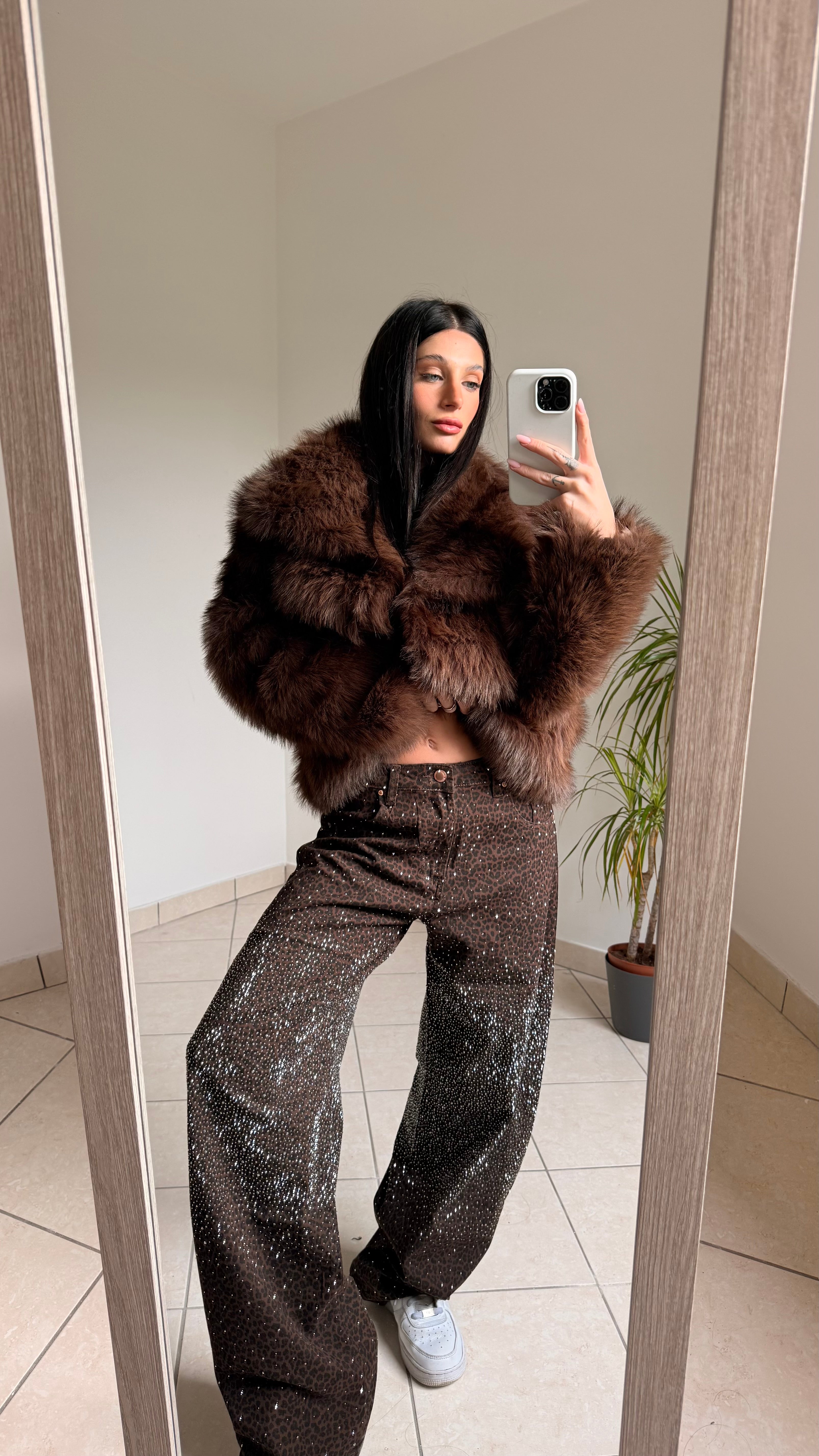 Jeans Maculato con Brillantini