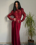 Abito Bordeaux Con Ricami paillettes