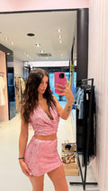 Pink Sequin Top/Skirt Set