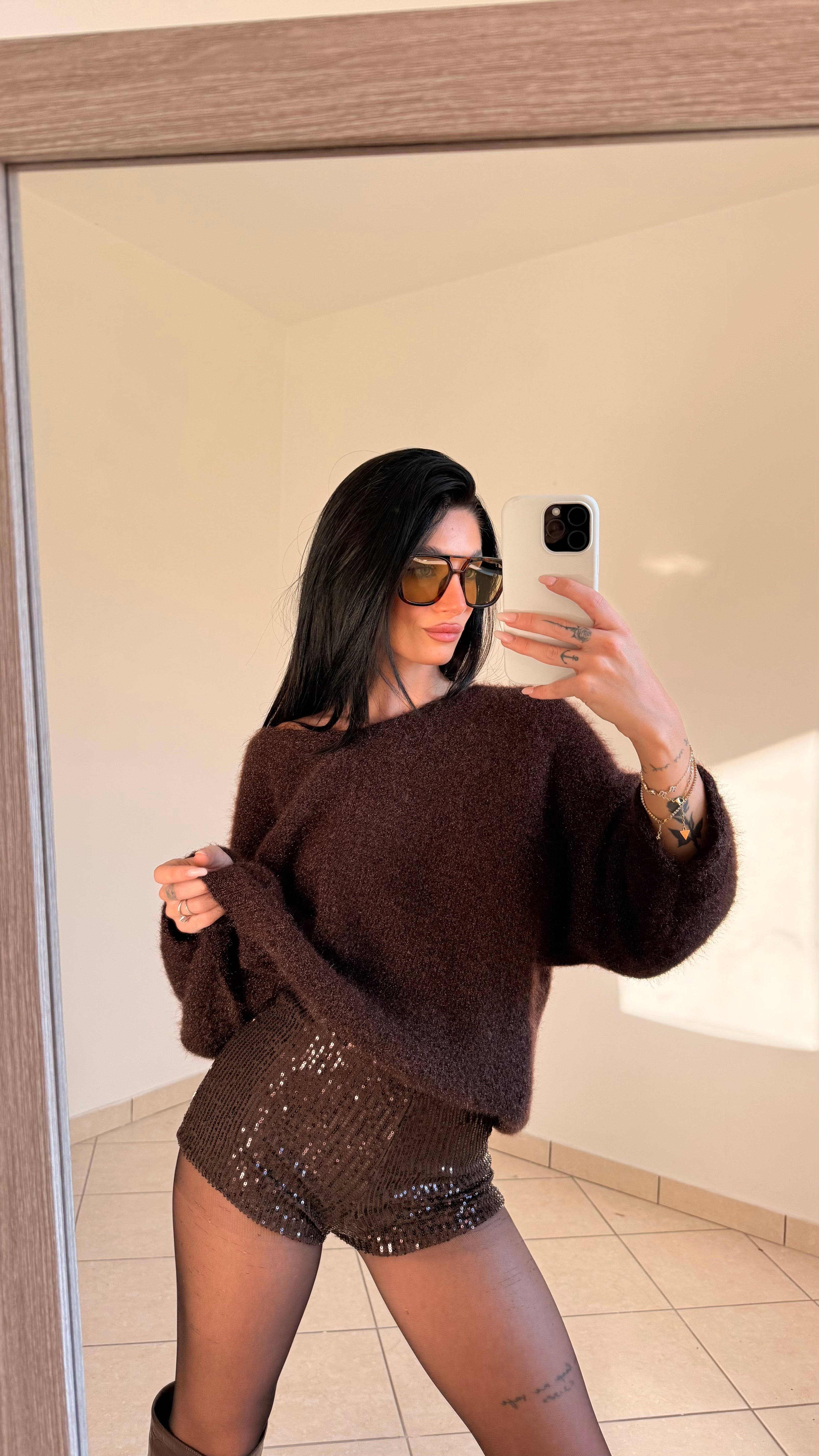 Coulotte Paillettes Marrone