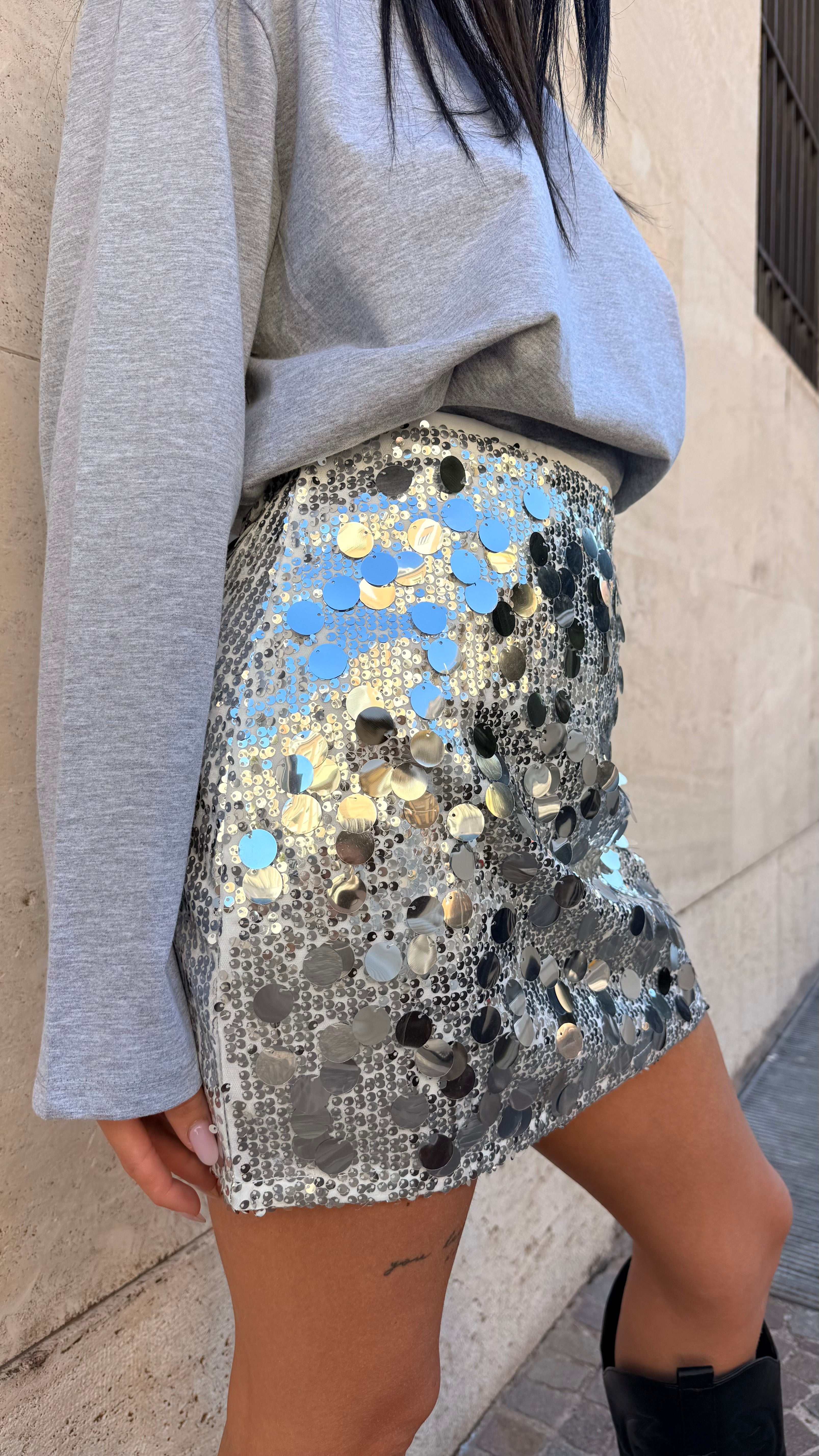 Gonna Paillettes Argento