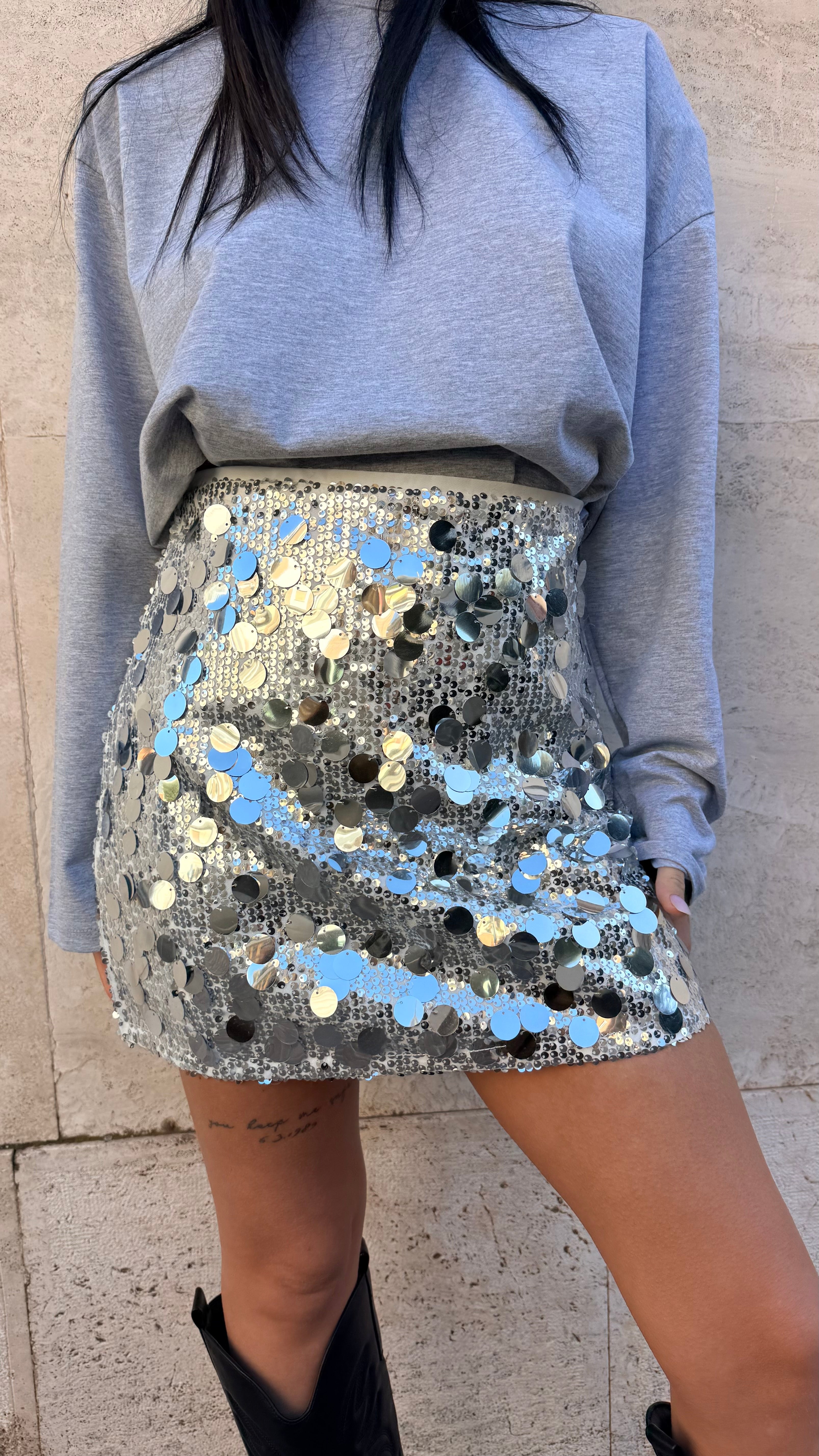 Gonna Paillettes Argento
