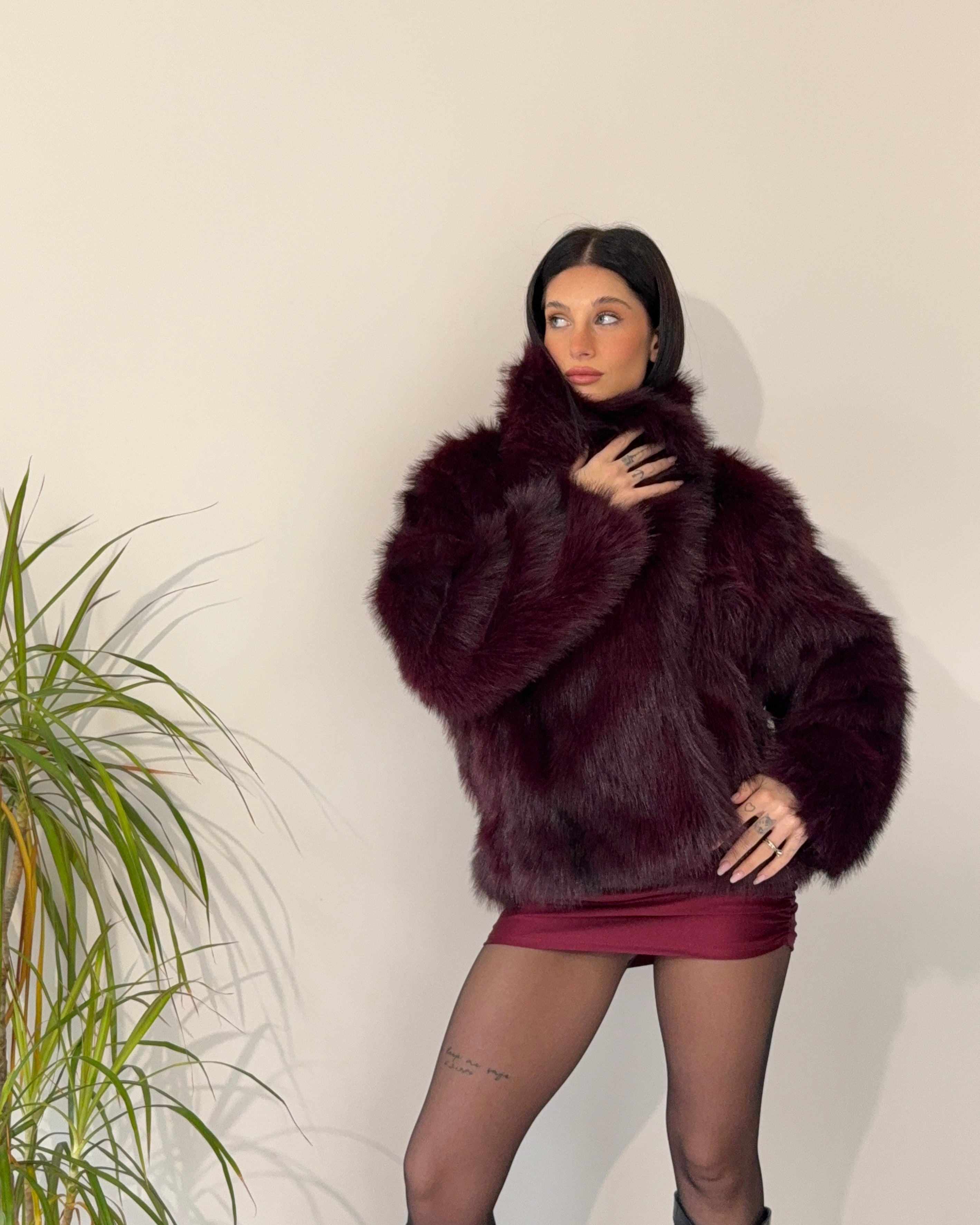 Eco pelliccia bordeaux