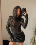 Mini Dress Paillettes Nero