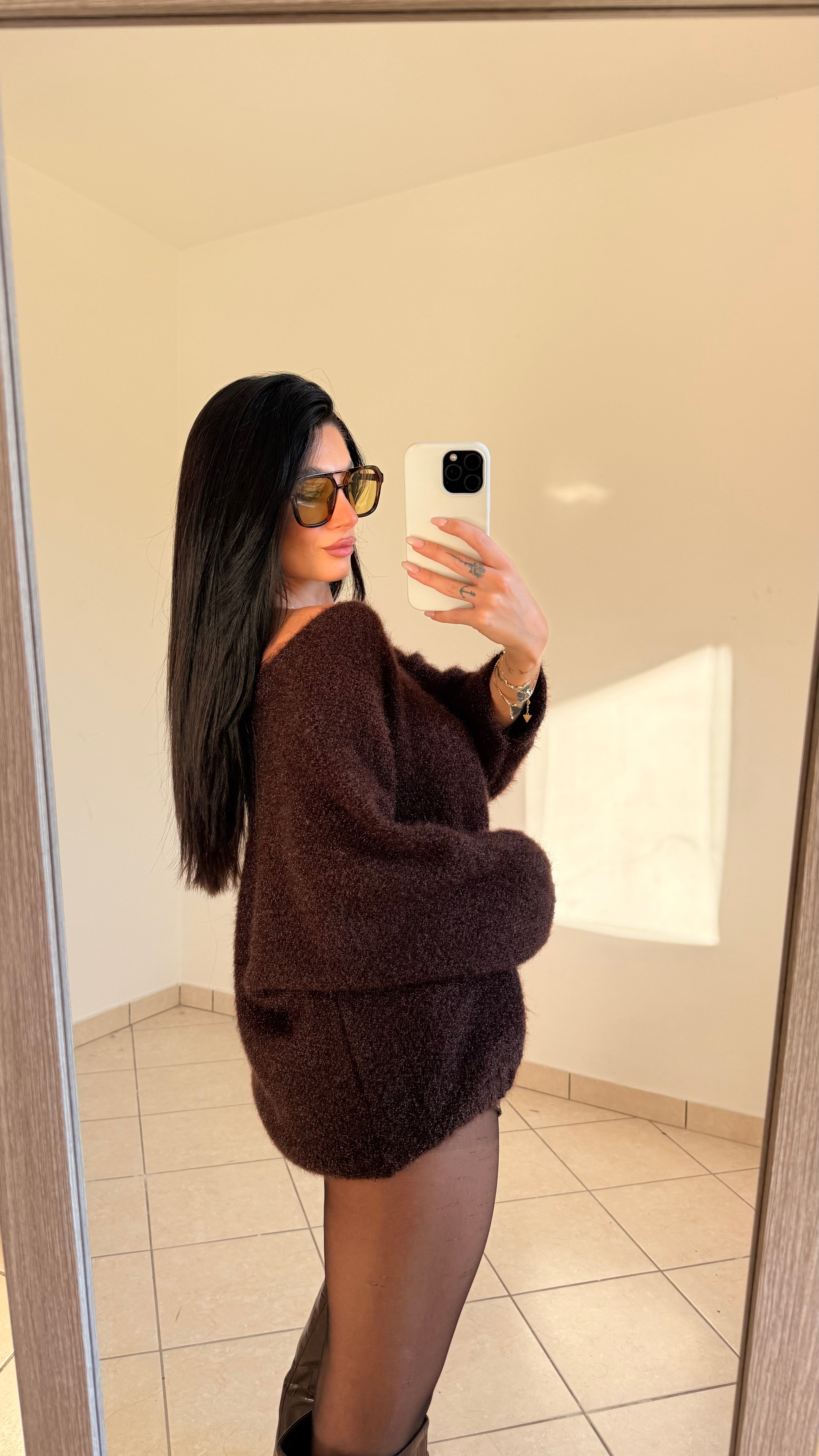 Maglione Marrone In Lurex