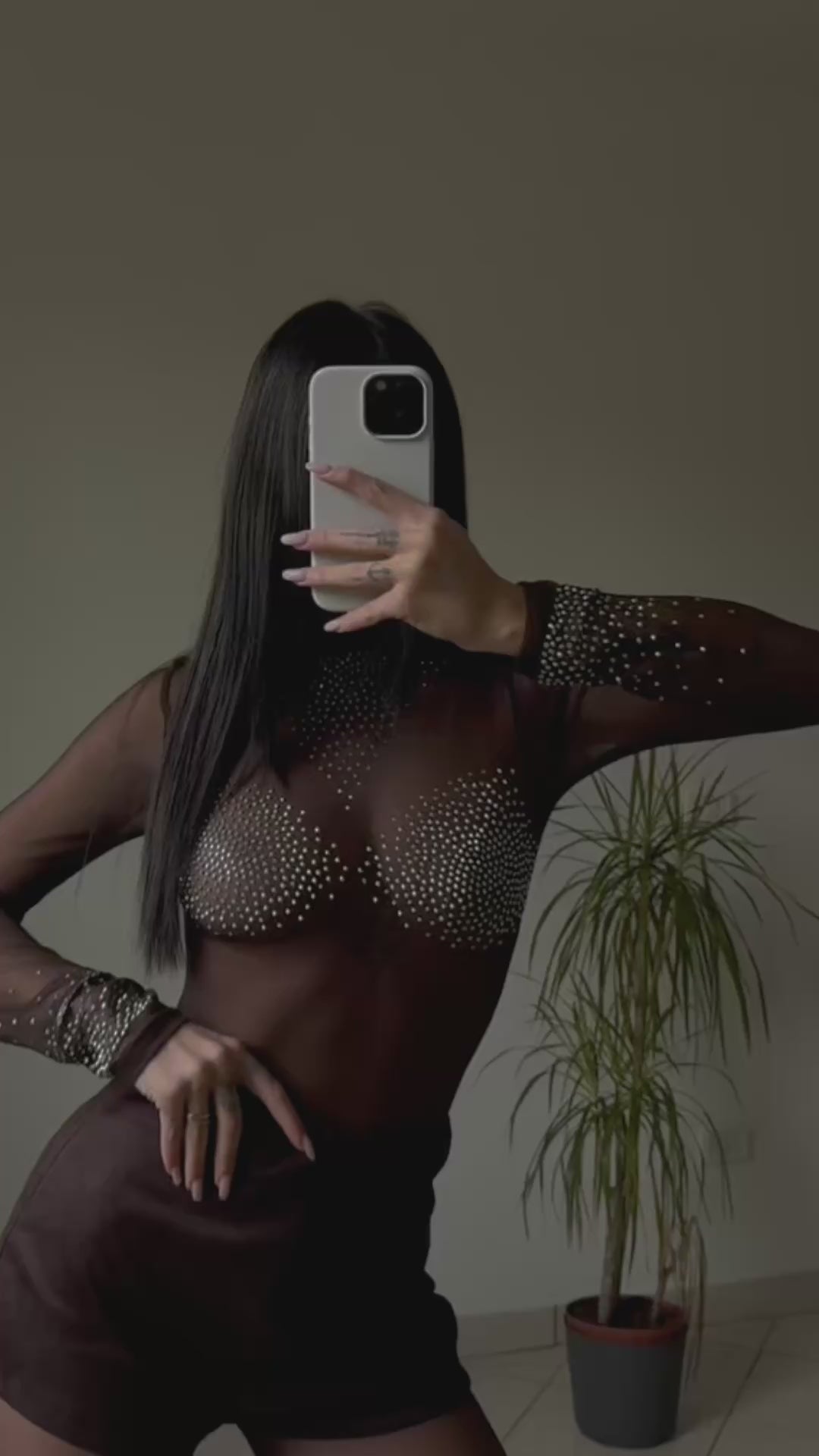 Body Marrone Brillantinato